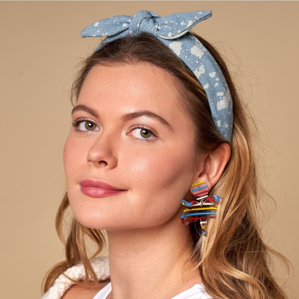 DENIM SLIM BOW TIE KNOTTED HEADBAND